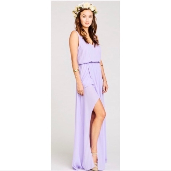 NWOT SMYM Kendal Maxi Dress in Lilac Crisp Chiffon - Picture 2 of 9